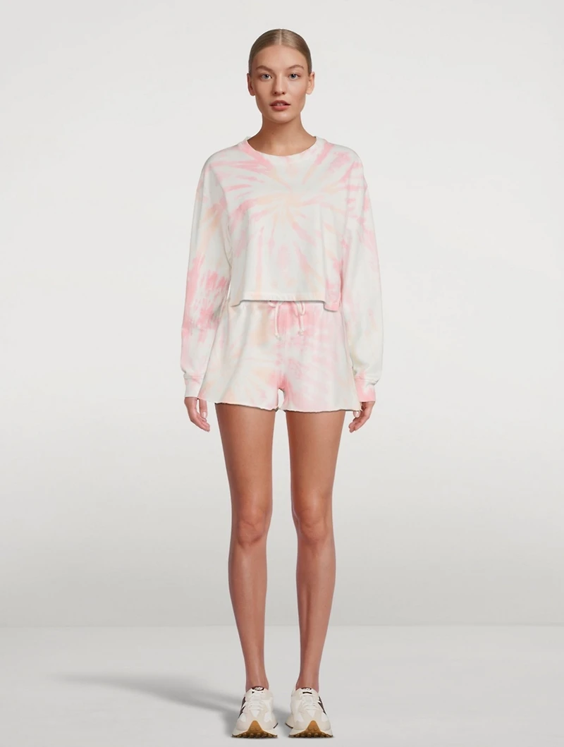 Weekend Terry Cotton Cropped Sweatshirt Tie Dye Print