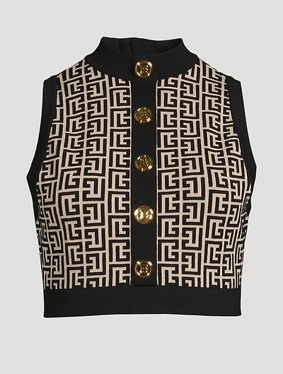Jacquard Crop Top Monogram Print