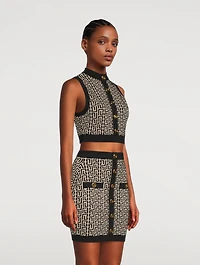 Jacquard Crop Top Monogram Print
