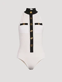 Sleeveless Bodysuit Monogram Print