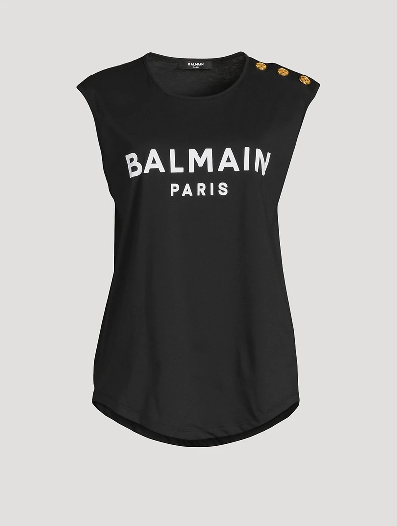 Flocked Logo Sleeveless T-Shirt