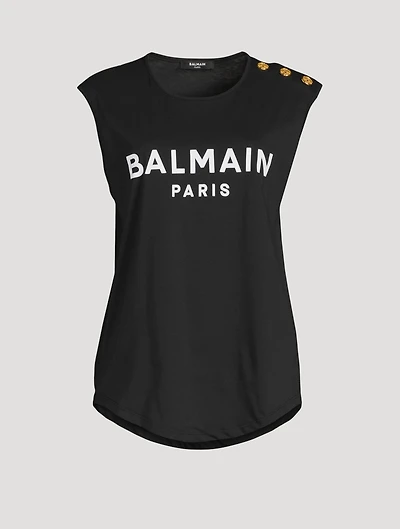 Flocked Logo Sleeveless T-Shirt