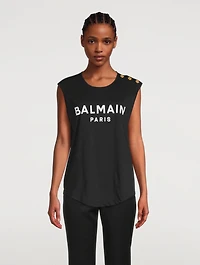 Flocked Logo Sleeveless T-Shirt