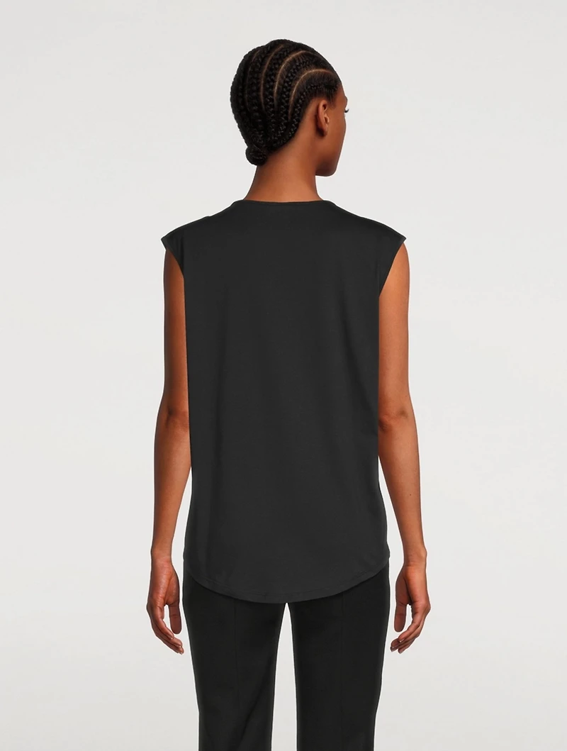 Flocked Logo Sleeveless T-Shirt