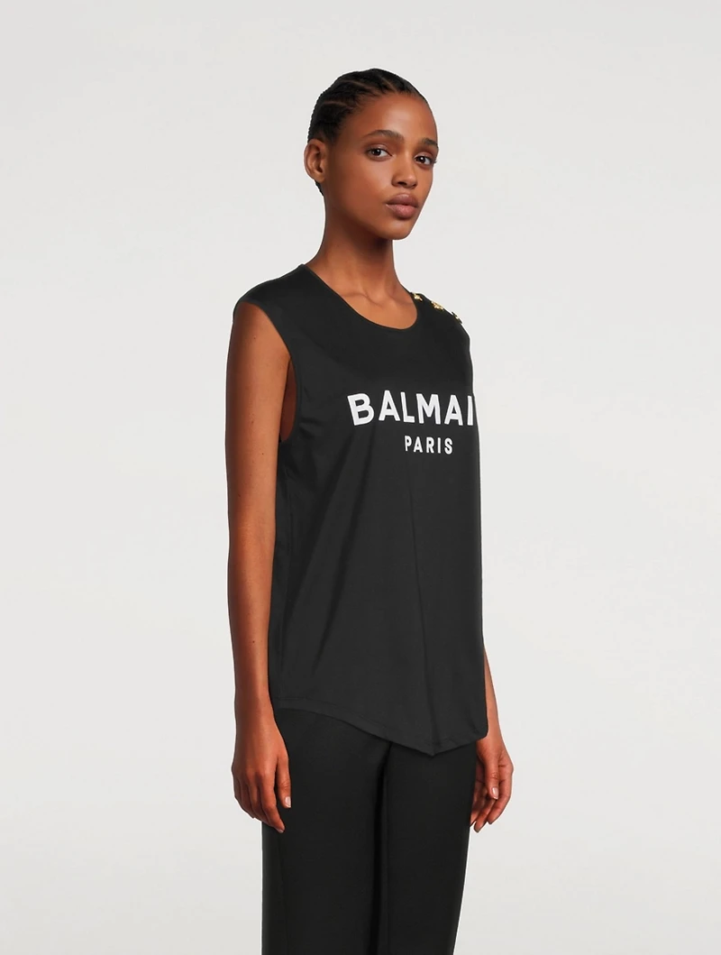Flocked Logo Sleeveless T-Shirt