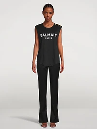 Flocked Logo Sleeveless T-Shirt