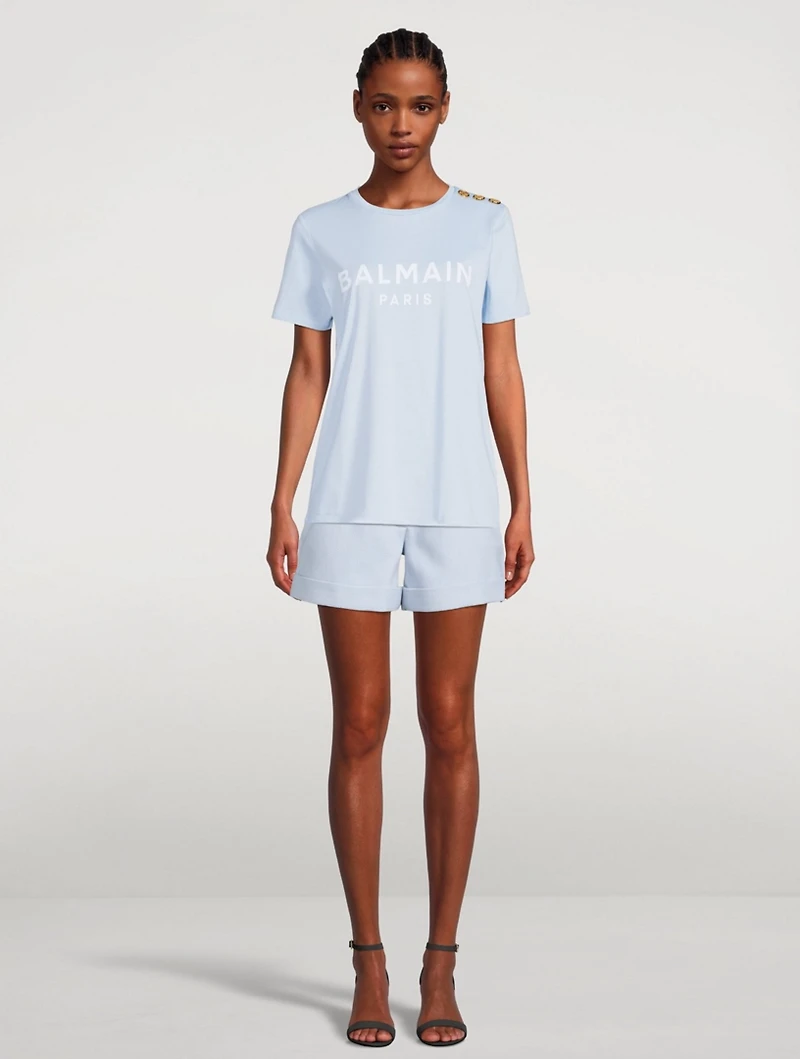 Cotton Logo T-Shirt With Buttons