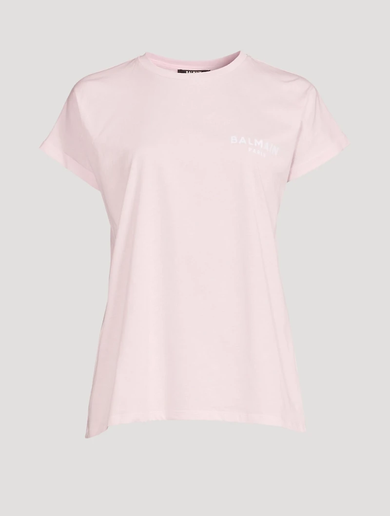Cotton T-Shirt With Small Flocked Logo