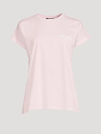 Cotton T-Shirt With Small Flocked Logo