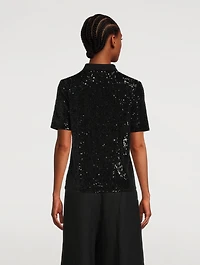 Sequined Polo With Embroidered Logo