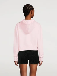 Cropped Hoodie With Rhinestone Logo