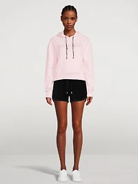 Cropped Hoodie With Rhinestone Logo