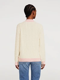 Wool-Blend Cable Knit Sweater With Patch