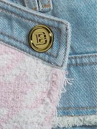 Tweed And Denim Mini Skirt