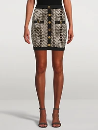 Wool Mini Skirt Monogram Print