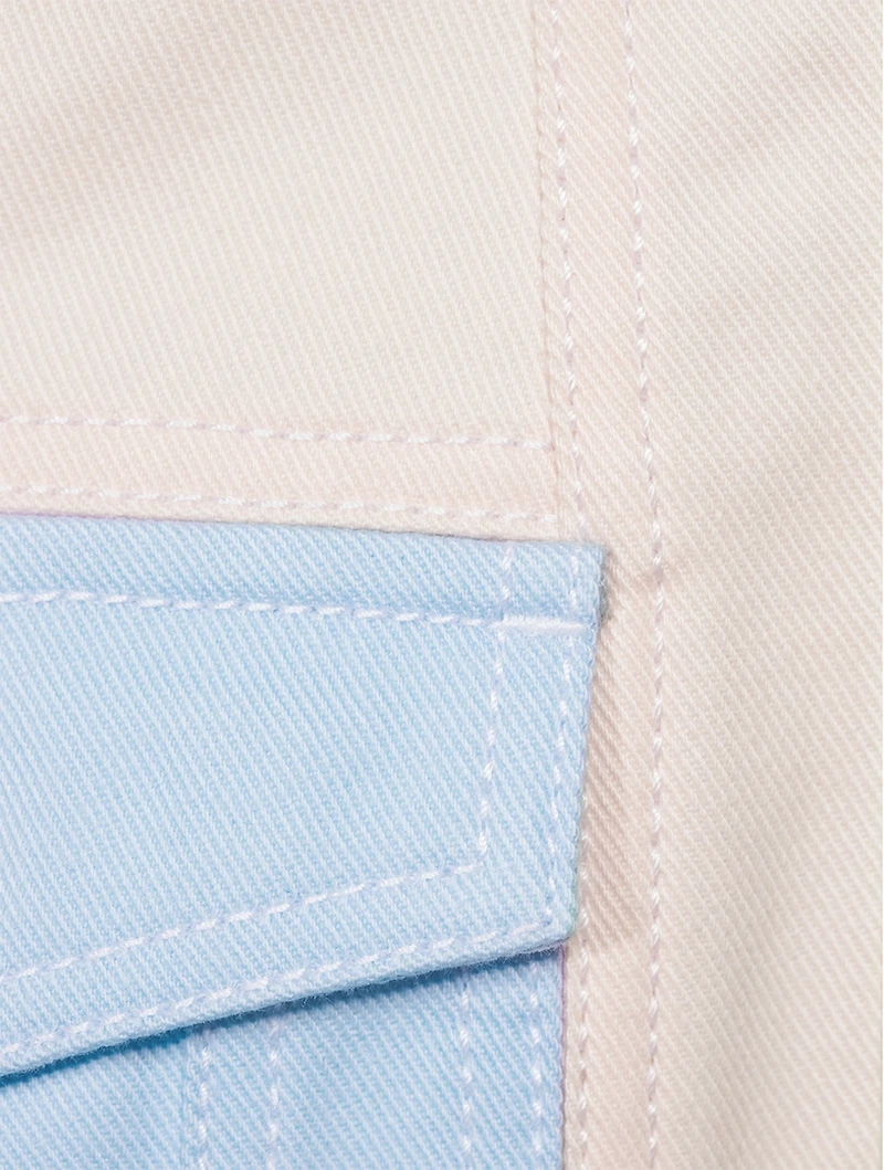 Buttoned Patchwork Mini Denim Skirt