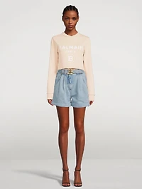 High-Waisted Belted Denim Shorts