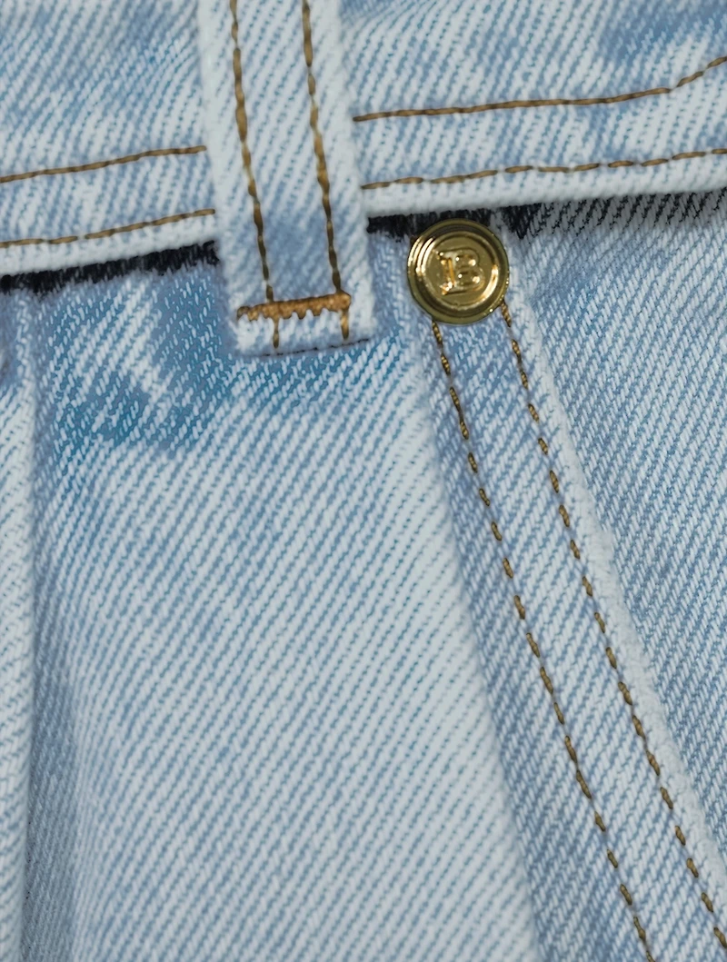 High-Waisted Belted Denim Shorts
