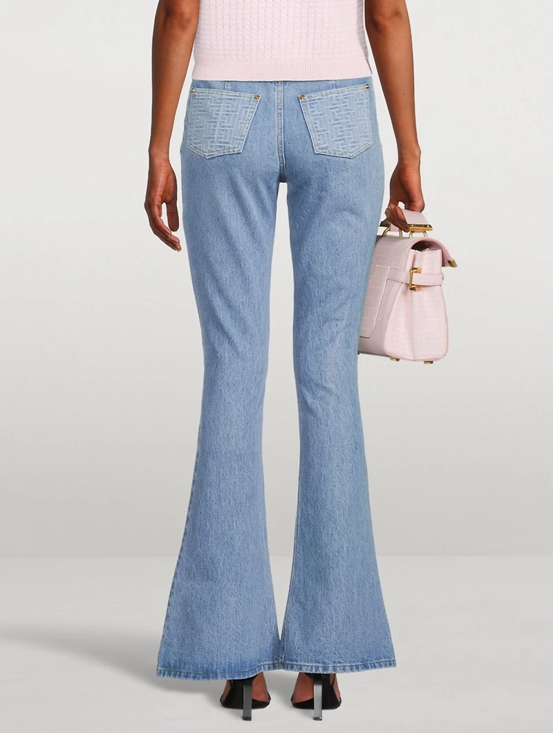 High-Waisted Flare Jeans With Monogram Pockets