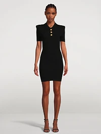 Knit Mini Dress With Goldtone Buttons