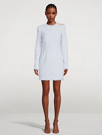 Tweed Long-Sleeve Mini Dress