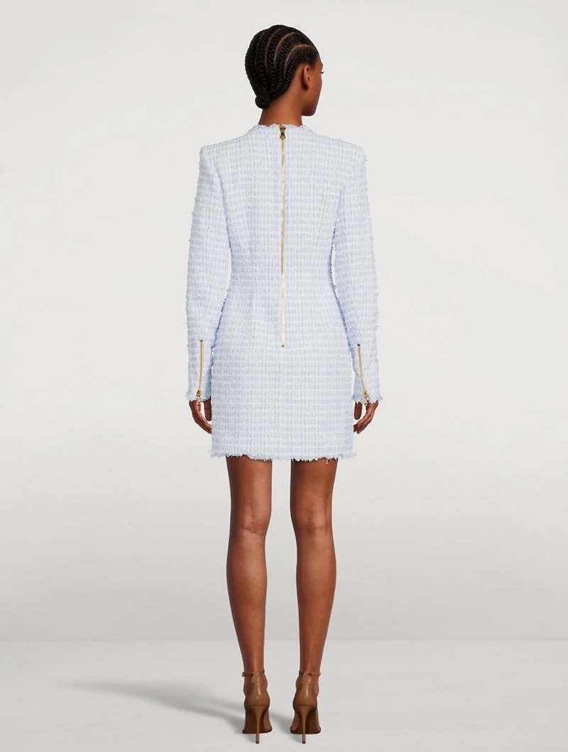 Tweed Long-Sleeve Mini Dress