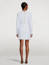 Tweed Long-Sleeve Mini Dress