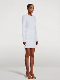 Tweed Long-Sleeve Mini Dress