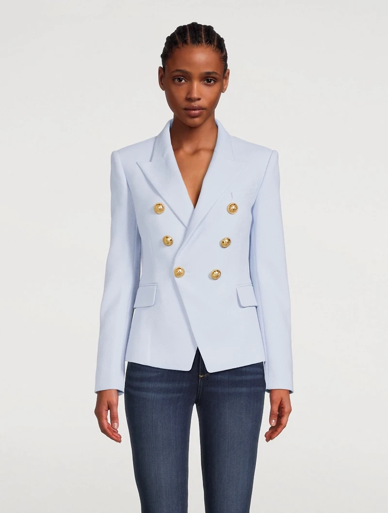 Cotton Pique Six-Button Blazer
