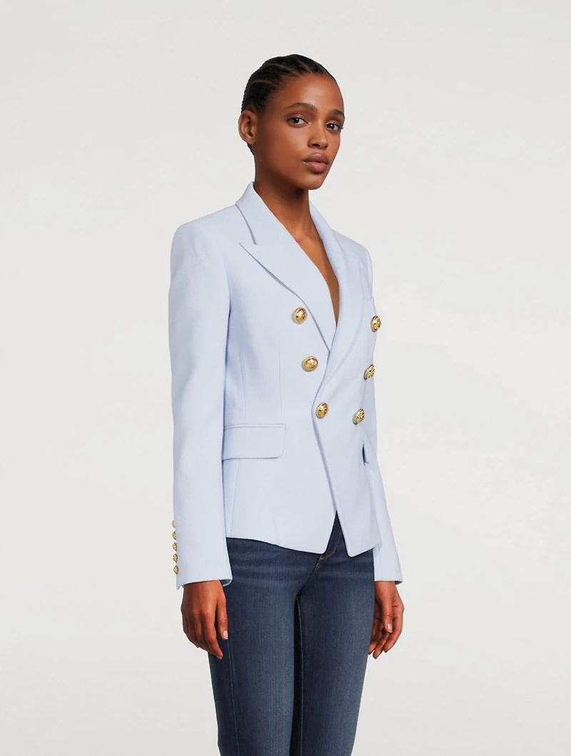 Cotton Pique Six-Button Blazer