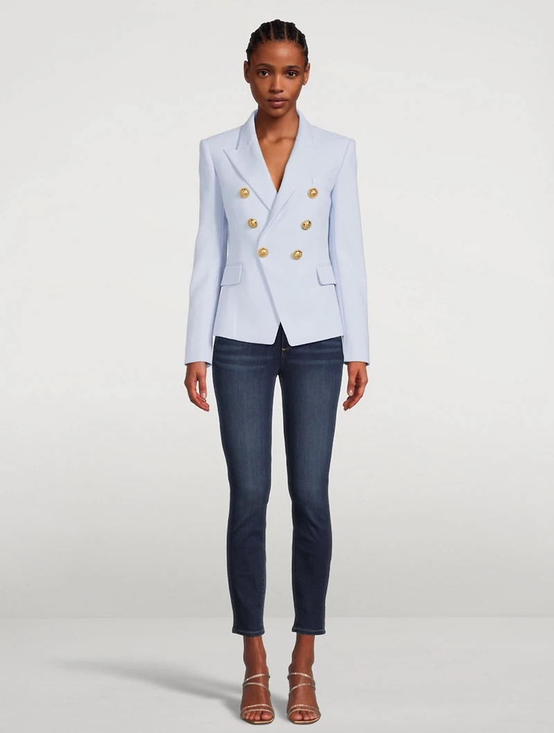 Cotton Pique Six-Button Blazer
