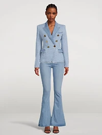 Denim Blazer Monogram Print