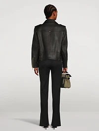 Lace-Up Leather Moto Jacket