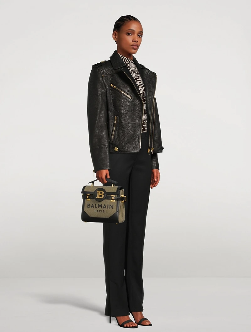 Lace-Up Leather Moto Jacket