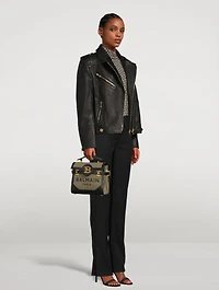 Lace-Up Leather Moto Jacket