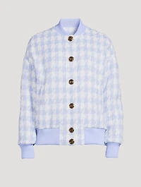 Tweed Bomber Jacket Houndstooth Print