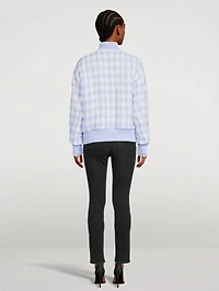 Tweed Bomber Jacket Houndstooth Print