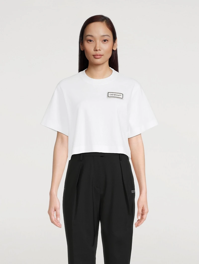 Cropped T-Shirt With Logo Patch