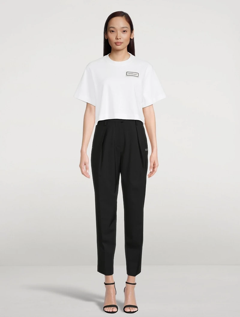 Cropped T-Shirt With Logo Patch