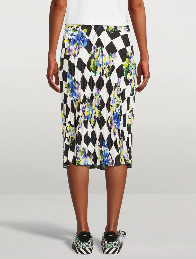 Check Pleated Midi Skirt With Belt