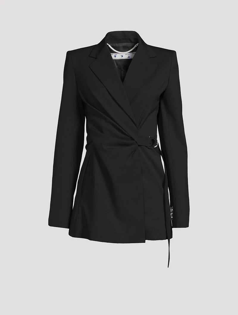 Wool-Blend Wrap Blazer