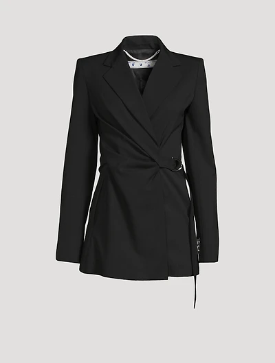Wool-Blend Wrap Blazer