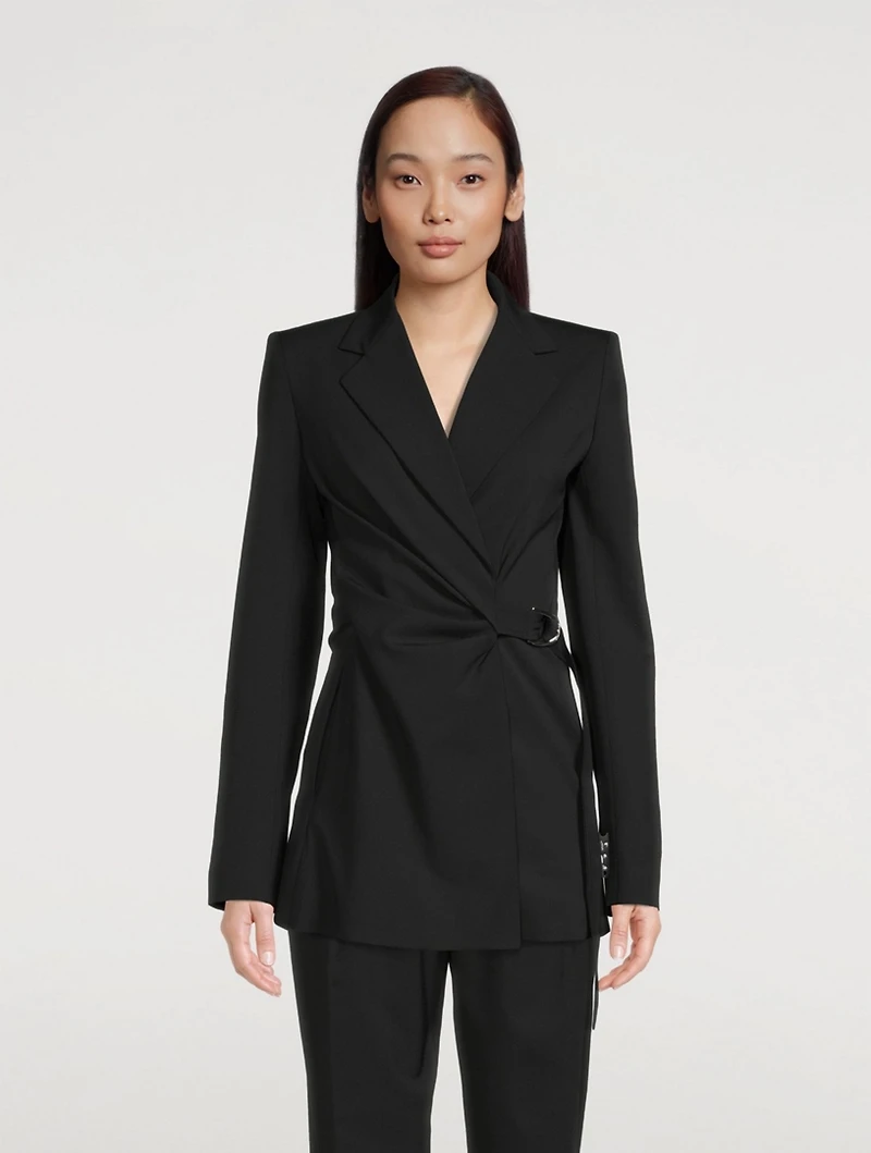 Wool-Blend Wrap Blazer