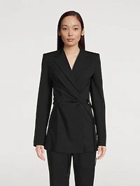 Wool-Blend Wrap Blazer