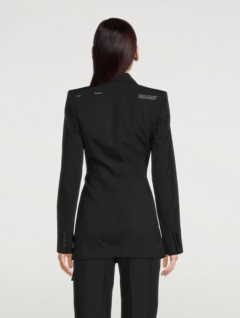 Wool-Blend Wrap Blazer