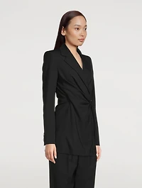 Wool-Blend Wrap Blazer