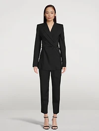 Wool-Blend Wrap Blazer