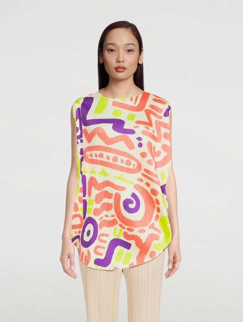 Cheer Oval Top Sun Motif Print