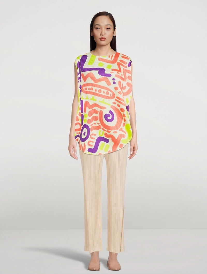 Cheer Oval Top Sun Motif Print