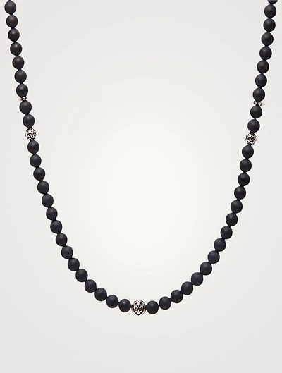 Matte Onyx And Silver Beaded Necklace